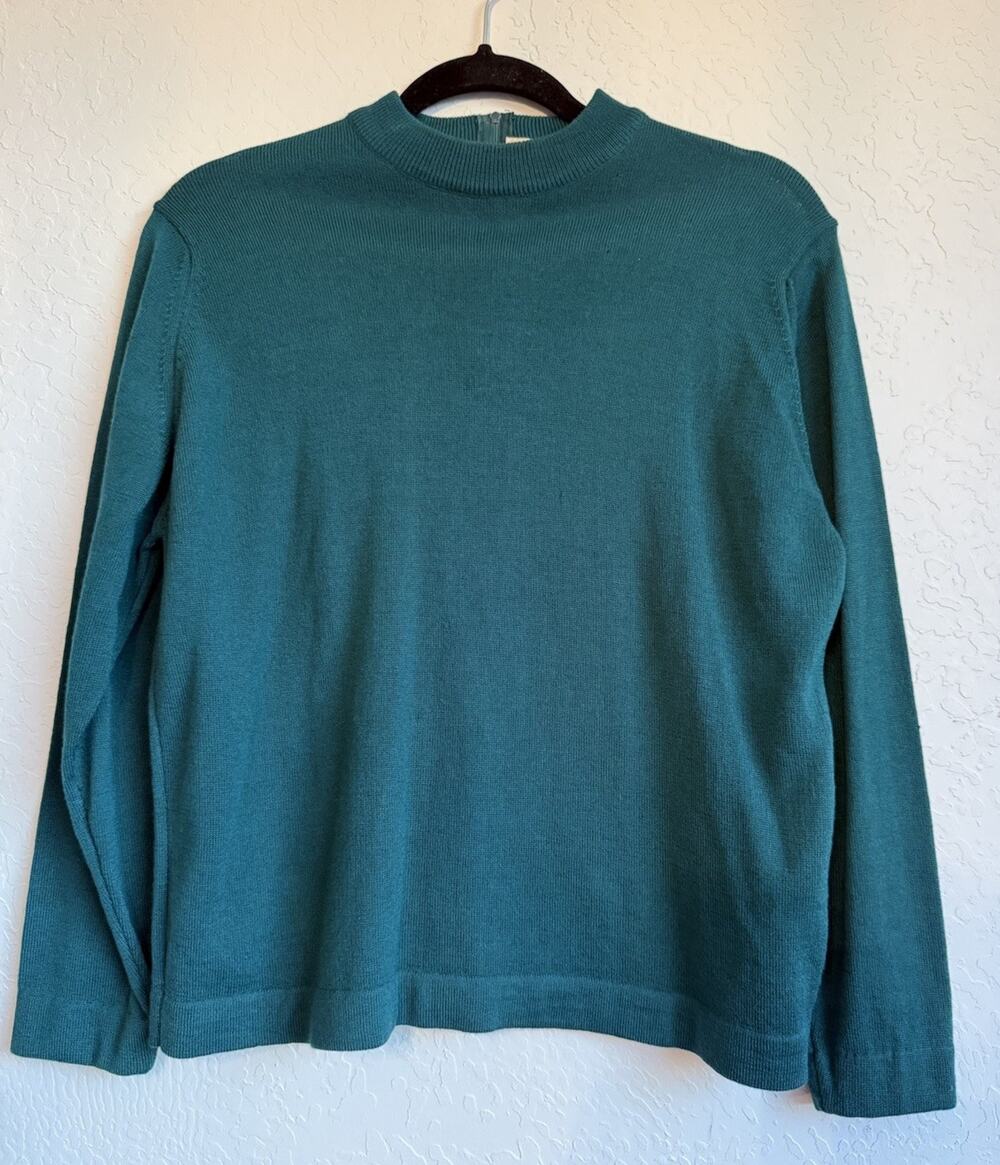 Vintage 1960s 70s Jantzen Green Mock Neck Sweater Men’s M Made USA